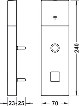 Garniture de terminal de porte, Häfele Dialock DT 700 Offline, pour portes intérieures / de chambres d'hôtes, avec bouton tournant