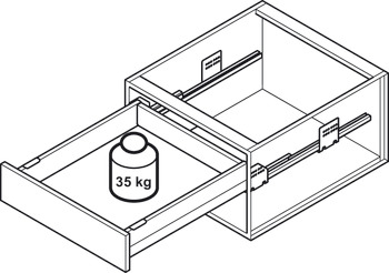 Lade-garnituur, Häfele Matrix Box P35, ladehoogte 92 mm, draagvermogen 35 kg
