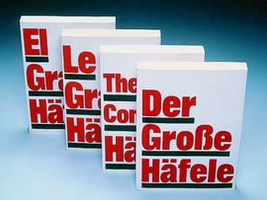 De eerste edities van "De Grote Häfele" in het Engels, Frans en Spaans