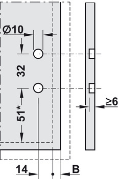 Attache-façade, Hauteur M/hauteur F, pour façades de faible épaisseur, pour tiroir Blum Legrabox