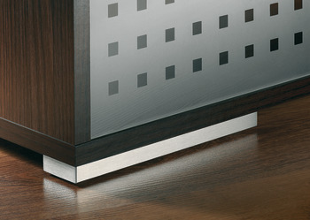 Pied de meuble design, sans réglage en hauteur, acier inox