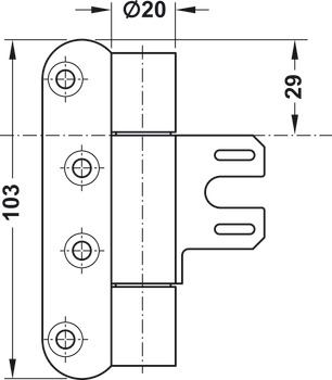 Paumelle de porte pour portes de projet, Startec DHV 2100, pour portes de projet en feuillure jusqu’à 80 kg