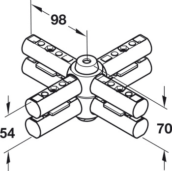 nœud en forme de croix, rigide, pour systèmes de piètements de tables Idea 300