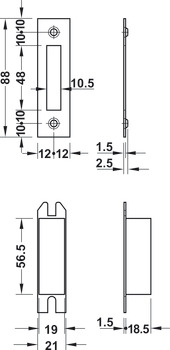 Serrure à mortaiser avec pêne dormant, pour portes pivotantes, Startec, cylindre profil européen, axe 55 mm