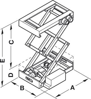 Système de levage, Verschwindibus, mécanisme double à ciseaux, capacité de charge 80–120 kg