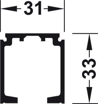 Rail de roulement simple, percé, l x H : 31 x 33 mm