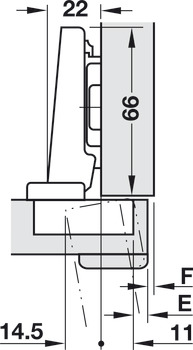 Charnière à corps, Clip Top 95°, pose d'angle, avec ou sans fermeture automatique