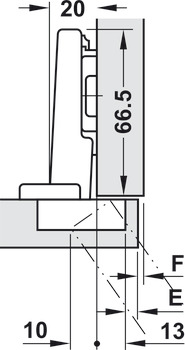 Charnière à corps, Blum Clip Top Blumotion 110°, pose en applique, recouvrement de porte jusqu'à 20 mm