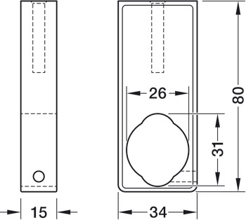 support central de tringle d’armoire combiné, pour tringle d’armoire OVA 30 x 15 mm et tringle d'armoire rond diamètre 25 mm