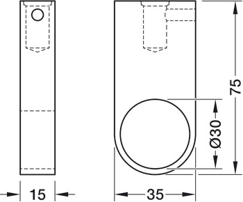 support central de tringle d’armoire, pour tringle d'armoire ronde Ø 30 mm