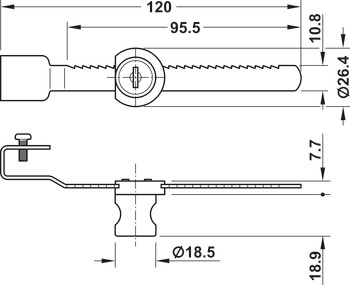 Cylindre, Econo, avec cylindre à paillettes, pour épaisseur de porte en verre 3–6 mm