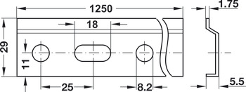 Rail de suspension, acier, longueur 1250 mm