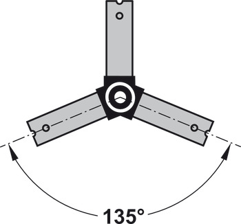 nœud d'angle, rigide, 45°, pour systèmes de piètements de tables Idea 400
