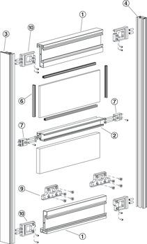 Profilé de poignée avec cadre en aluminium, vertical, avec recouvrement
