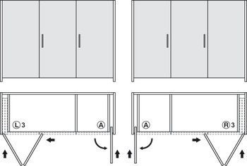 Portes coulissantes pliantes en bois, HAWA Folding Concepta 25, garniture, charnières avec amortissement à la fermeture