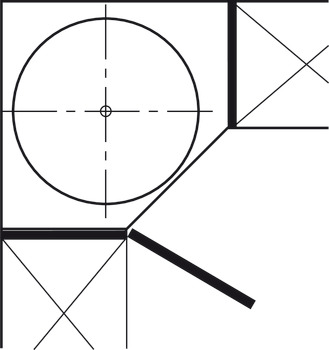 Panier pivotant à cercle complet, meuble d'angle, porte diagonale 45°