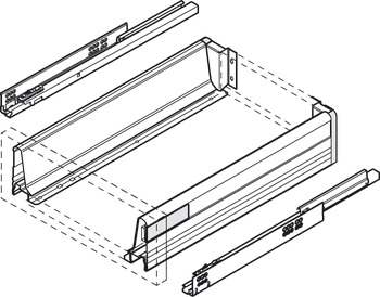 Sets combinés, Blum Orga-Line, Tandembox, pour tiroir hauteur de système M, hauteur de côtés 83 mm