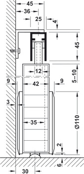 Ferrures pour portes coulissantes, Häfele Slido D-Line802 150T, garniture, galet à rond plein
