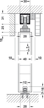 Ferrures pour portes coulissantes, EKU Divido 100 H / Porta 60/100 H/HC -Synchro, garniture