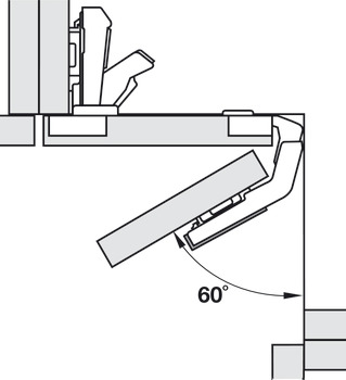 Charnière à corps, Blum Clip Top 60°, pour portes pliantes d'élément d'angle