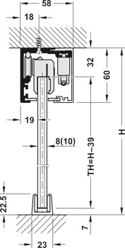 Ferrures pour portes coulissantes, Häfele Slido D-Line12 50F / 80F / 120F, garniture sans amortisseur