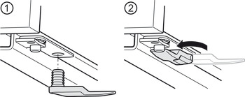 dispositif anti-décrochage, pour la coulisse sous tiroir Häfele Matrix Runner UM S30, montage par tourillons à enficher