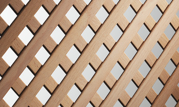 grille décorative et grille d'aération, bois, orientation des lames 45°
