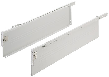 Système de côtés de tiroir coulissant simple paroi, Häfele Matrix Box Single A25, sortie partielle, hauteur 150 mm, blanc, RAL 9010