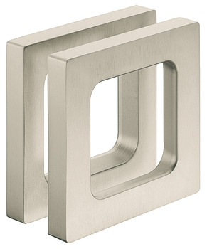 Poignées coquilles pour portes coulissantes, aluminium, des deux côtés, carré, pour portes en verre