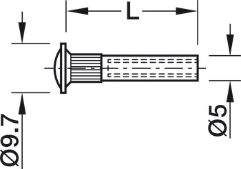 Draadhuls, met schroefdraad M4, geribbeld, kruiskop PZ2 en sleufkop