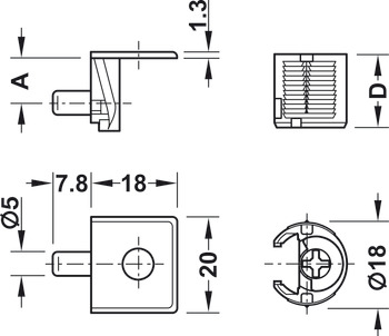 Legplankverbinder, Tab 18, met vergrendeling