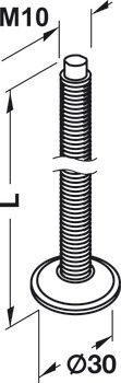 Stelschroef, schroefdraad M10, draaibaar, lengte 60-120 mm