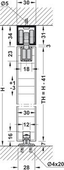 Schuifdeurbeslag, Hawa Porta 60/100 HM/HMD, garnituur zonder looprail