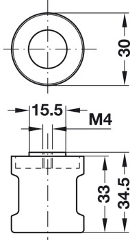 Adapterknop, vast, Häfele Symo, lengte 33 mm, voor serieproductie