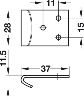 Sluithaak, vorm C, voor spansluiting voor kisten, staal of rvs