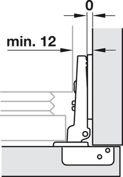 Potscharnier, Häfele Metalla 510 A 94°, voor koelkastdeuren, zijwandmontage