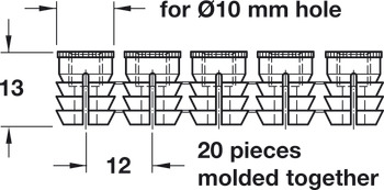 Spreidmoffenband, met binnendraad M6, polyamide