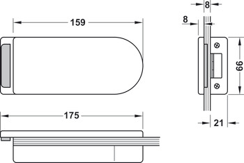 Tegenstuk-garnituur voor glazen deuren, GHR 102 en 103, StarTec