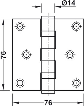 Opschroefscharnier, DHB 1212, voor stompe deuren, maat 76 mm