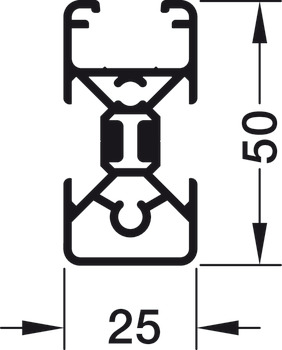 Set, Häfele Versatile, met profiel 1-zijdig gesloten, L-montage met design-hoekverbinder