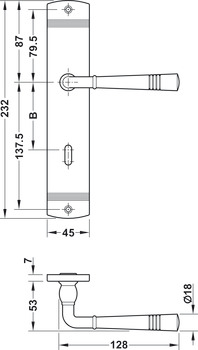 Deurkrukgarnituur, Häfele StarTec model LDH 0240 zink-aluminiumlegering