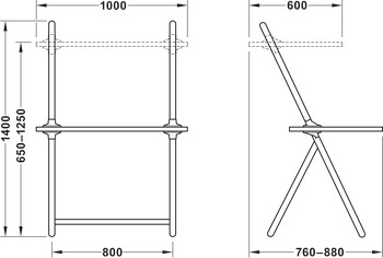 Klaptafel, tafelonderstel TH411 Flex, mechanische hoogteverstelling