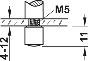 Relinghouder, legplankrelingsysteem, voor 1 relingstang 6 mm, middensteun