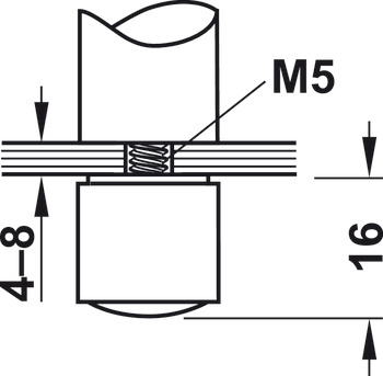 Relinghouder, legplankrelingsysteem, voor 2 relingstangen 10 mm, middensteun