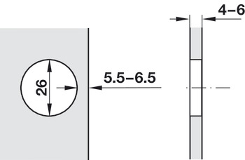 Potscharnier, Häfele Metalla 510 A/SM 94°, zijwandmontage, voor glazen deuren