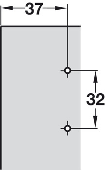 Kruismontageplaat, Häfele Metallamat A, hoogteverstelling via slobgat