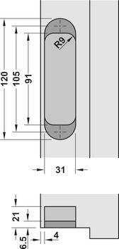 Deurscharnier, Startec H12, verdekt liggend, voor stompe binnendeuren tot 60 kg