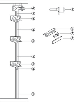 Centrale draaivergrendeling, Häfele Symo, cilinderbehuizing zonder kern, voor wisselcilinder, met 1-zijdige bevestigingsplaat