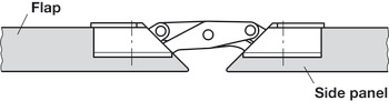 Verstekklepscharnier, Häfele GS 45, 90°, voor houten kleppen