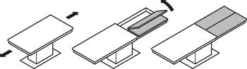 Rolgeleider, incl. uittrekframe, voor 1 uitklapblad, voor frametafels